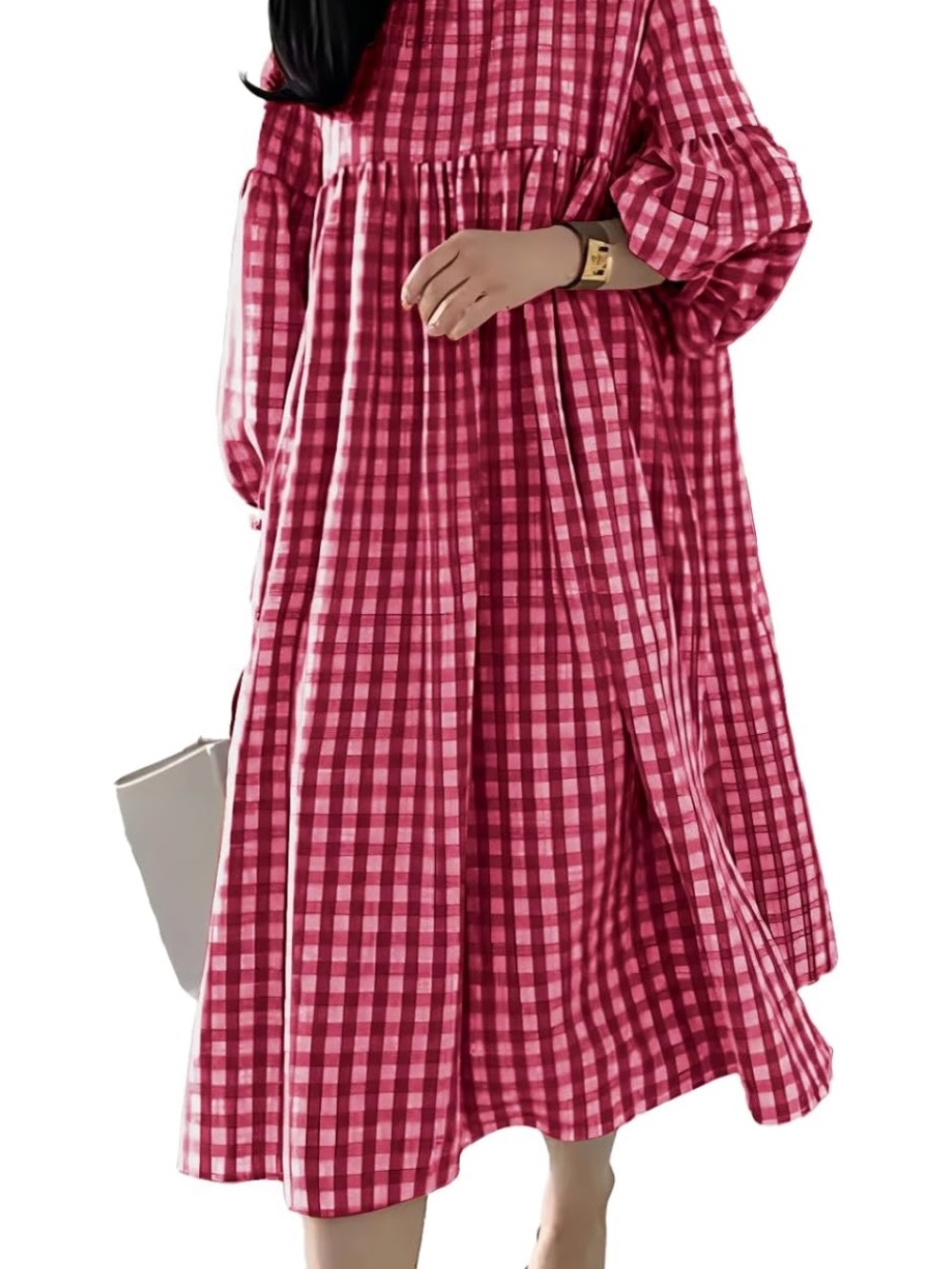 Women’s Red Gingham Babydoll Dress
